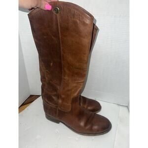 FRYE Women Melissa Button 2 Knee High Leather Boot US 8 Cognac Leather